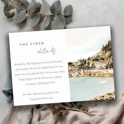 Elegant Verona Adige River Italy Wedding Details Enclosure Card