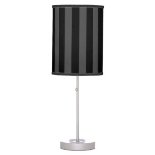 Elegant Vertical Stripes Black & Grey Striped Table Lamp