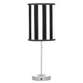 Elegant Vertical Stripes Black & White Striped   Table Lamp (Back)