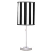 Elegant Vertical Stripes Black & White Striped   Table Lamp (Front)