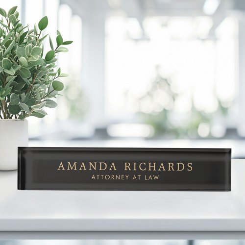 Elegant very dark gray trendy desk name plate