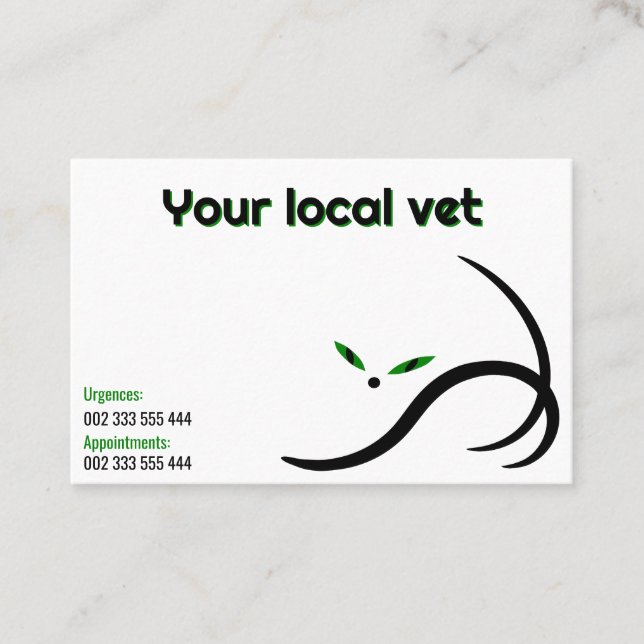 Elegant vet minimalist black cat business card (Front)