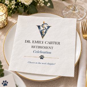 Elegant Veterinarian Retirement Celebration Party Paper Dinner Napkins
