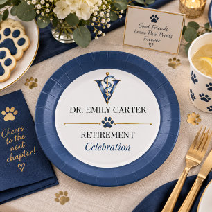 Elegant Veterinarian Retirement Celebration Party Paper Plates
