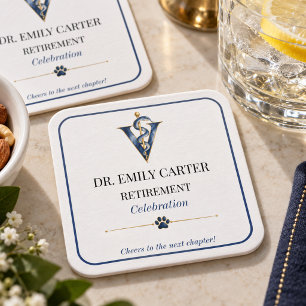 Elegant Veterinarian Retirement Keepsake Square Paper Coaster