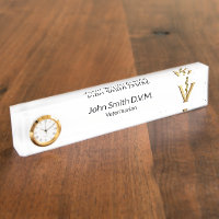 Elegant Veterinary Medicine Asclepius Vet Gold V Desk Name Plate