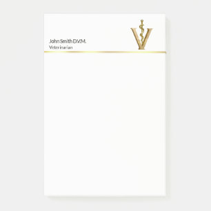 Elegant Veterinary Medicine Gold V Asclepius Vet Post-it Notes