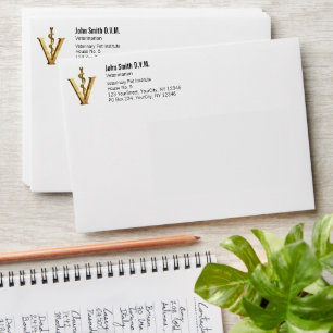 Elegant Veterinary Medicine Gold V Vet Asclepius Envelope