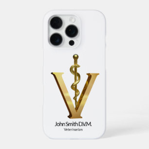 Elegant Veterinary Medicine Vet Asclepius Gold V iPhone 16 Pro Case