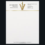 Elegant Veterinary Medicine Vet Asclepius Gold V Letterhead<br><div class="desc">Professional elegant caduceus business design for veterinary medicine purposes: precious gold rod of Asclepius and vet symbol on a white background. Perfect for any business related to pet and animal healthcare like a veterinary practice, veterinarian office, pet and animal clinic or hospital. For veterinarian hospital staff, pet doctor and veterinarians;...</div>