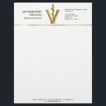 Elegant Veterinary Medicine Vet Asclepius Gold V Letterhead<br><div class="desc">Professional elegant caduceus business design for veterinary medicine purposes: precious gold rod of Asclepius and vet symbol on a white background. Perfect for any business related to pet and animal healthcare like a veterinary practice, veterinarian office, pet and animal clinic or hospital. For veterinarian hospital staff, pet doctor and veterinarians;...</div>