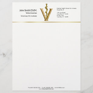 Elegant Veterinary Medicine Vet Asclepius Gold V Letterhead