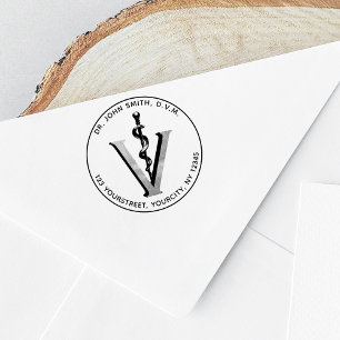 Elegant Veterinary Medicine Vet Asclepius Rubber Stamp