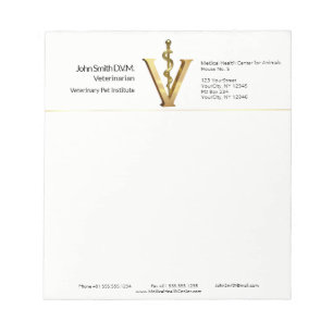 Elegant Veterinary Medicine Vet Gold V Asclepius Notepad
