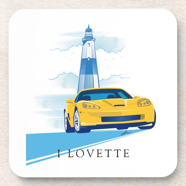 ELEGANT VETTE AUTOMOBILE ART BEVERAGE COASTER (Front)