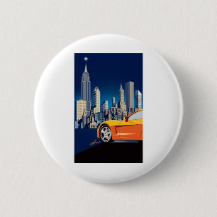 ELEGANT VETTE AUTOMOBILE ART BUTTON