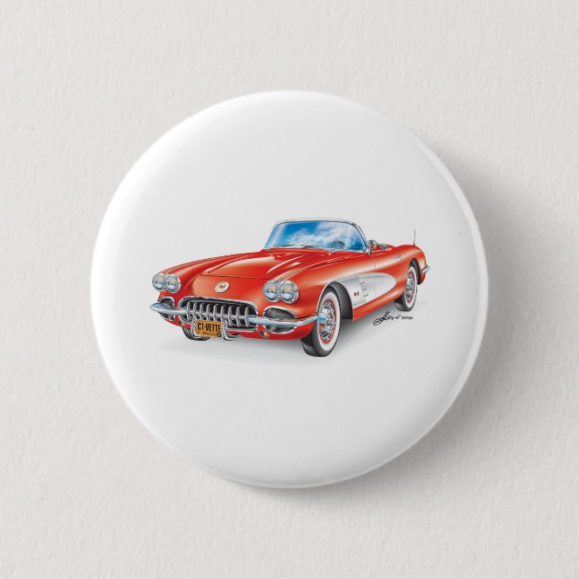 ELEGANT VETTE AUTOMOBILE ART BUTTON (Front)