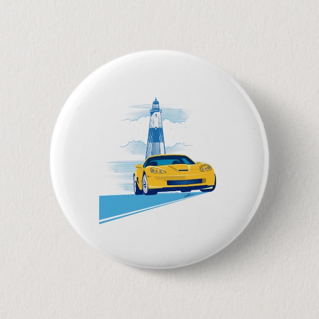 ELEGANT VETTE AUTOMOBILE ART BUTTON (Front)