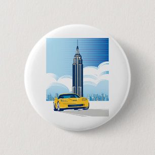 ELEGANT VETTE AUTOMOBILE ART BUTTON