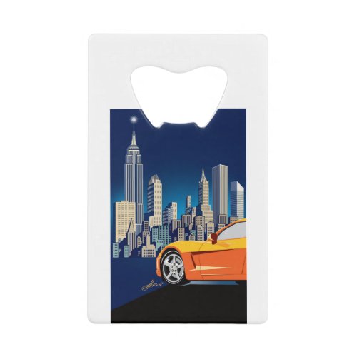 ELEGANT VETTE AUTOMOBILE ART CREDIT CARD BOTTLE OPENER