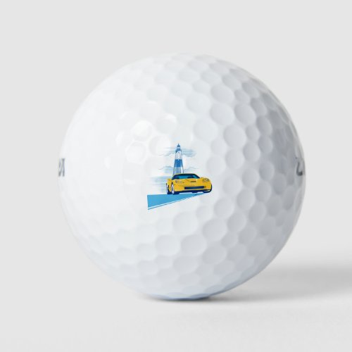 ELEGANT VETTE AUTOMOBILE ART GOLF BALLS