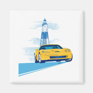 ELEGANT VETTE AUTOMOBILE ART MAGNET