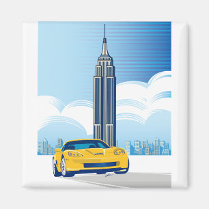 ELEGANT VETTE AUTOMOBILE ART MAGNET