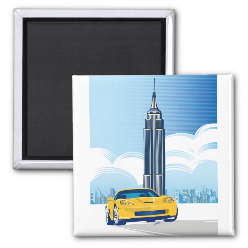 ELEGANT VETTE AUTOMOBILE ART MAGNET