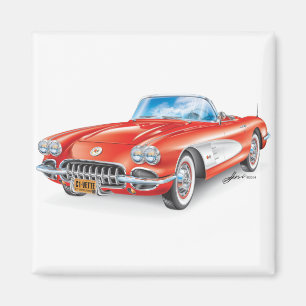 ELEGANT VETTE AUTOMOBILE ART MAGNET