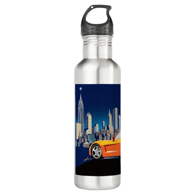 ELEGANT VETTE AUTOMOBILE ART STAINLESS STEEL WATER BOTTLE (Front)