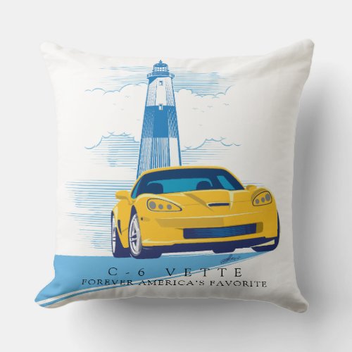 ELEGANT VETTE AUTOMOBILE ART THROW PILLOW