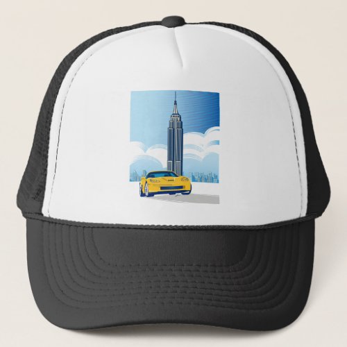 ELEGANT VETTE AUTOMOBILE ART TRUCKER HAT