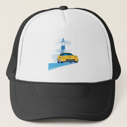 ELEGANT VETTE AUTOMOBILE ART TRUCKER HAT