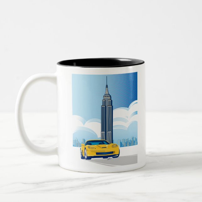 ELEGANT VETTE AUTOMOBILE ART Two-Tone COFFEE MUG (Left)