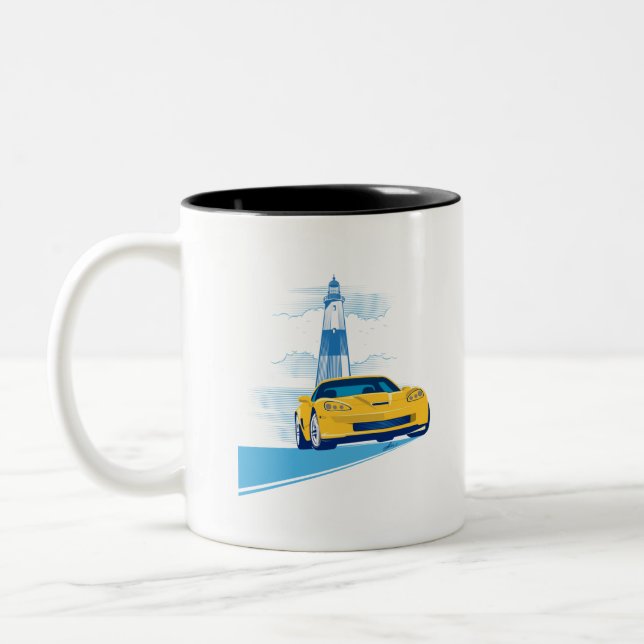 ELEGANT VETTE AUTOMOBILE ART Two-Tone COFFEE MUG (Left)