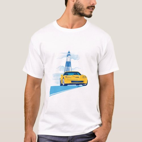 Elegant Vette Cruise Illustration T_Shirt