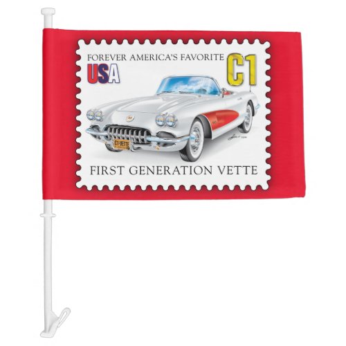 Elegant VETTE Stamp Design Car Flag