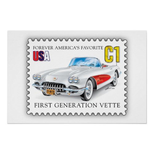 Elegant VETTE Stamp Design Poster