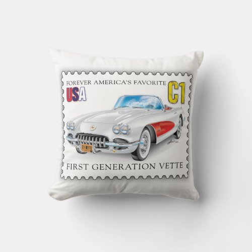Elegant VETTE Stamp Design Throw Pillow