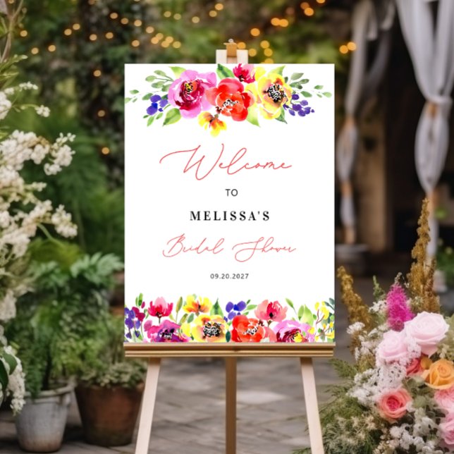 Elegant Vibrant Bridal Shower Welcome Foam Board (Creator Uploaded)