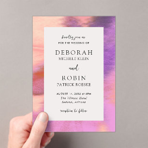 Elegant Vibrant Desert Sunset Modern Wedding Acrylic Invitations