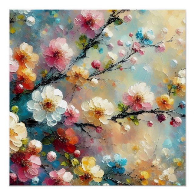 Elegant & Vibrant Floral - Bloom Boldly with Color Poster (Front)