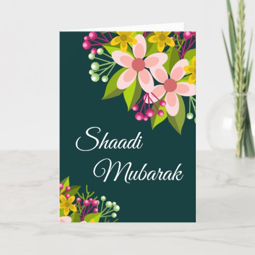 Elegant Vibrant Floral Shaadi Mubarak Card