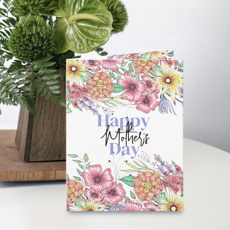 Elegant Vibrant Flowers Leaves Mother's Day