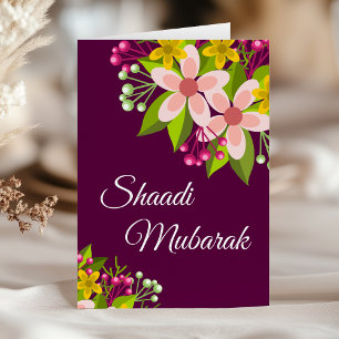 Elegant Vibrant Purple Floral Shaadi Mubarak Card