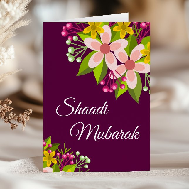 Elegant Vibrant Purple Floral Shaadi Mubarak Card (Creator Uploaded)