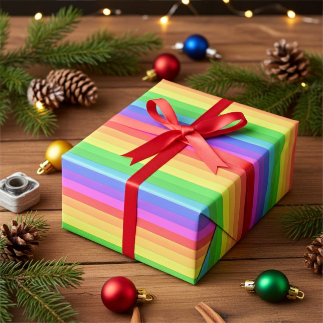 Elegant Vibrant Rainbow Stripes Wrapping Paper (Creator Uploaded)