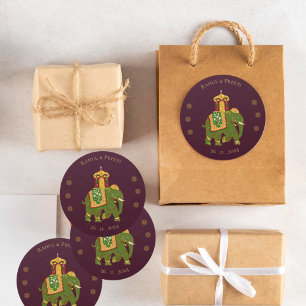 Elegant Vibrant Red Gold Mandala Indian Wedding Classic Round Sticker