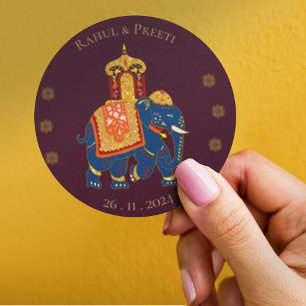Elegant Vibrant Red Gold Mandala Indian Wedding Classic Round Sticker