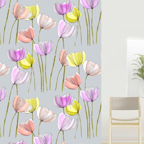 Elegant Vibrant Watercolor and Ink Tulips